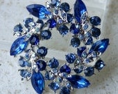 Royal Blue Brooch Pin. Sapphire Wreath Brooch - CacheAvenue