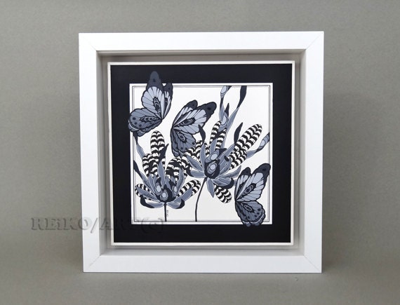 Black and White Art Living Room Decor Wall Hanging Butterfly Painting