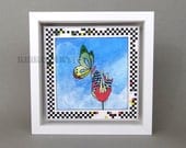 Original Art - Framed Painting Butterfly in Sky - Wall Hanging Decor