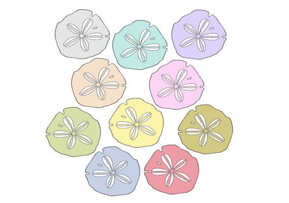 10 Sand Dollars // Clipart Seashells // Beach Clipart // Summer // Ocean // 300DPI // png files // INSTANT DOWNLOADS