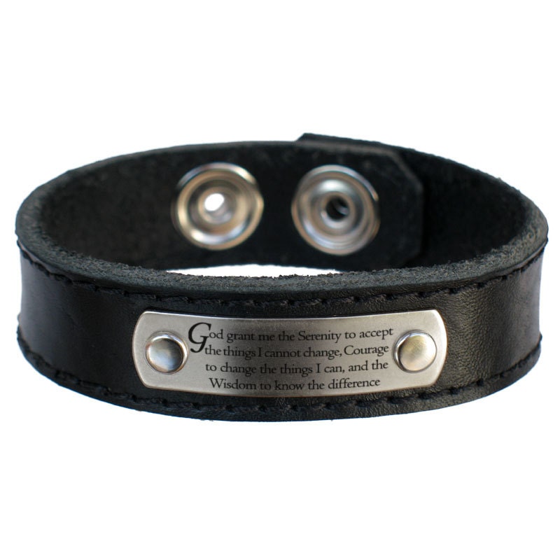 Serenity Prayer Leather Wristband Bracelet