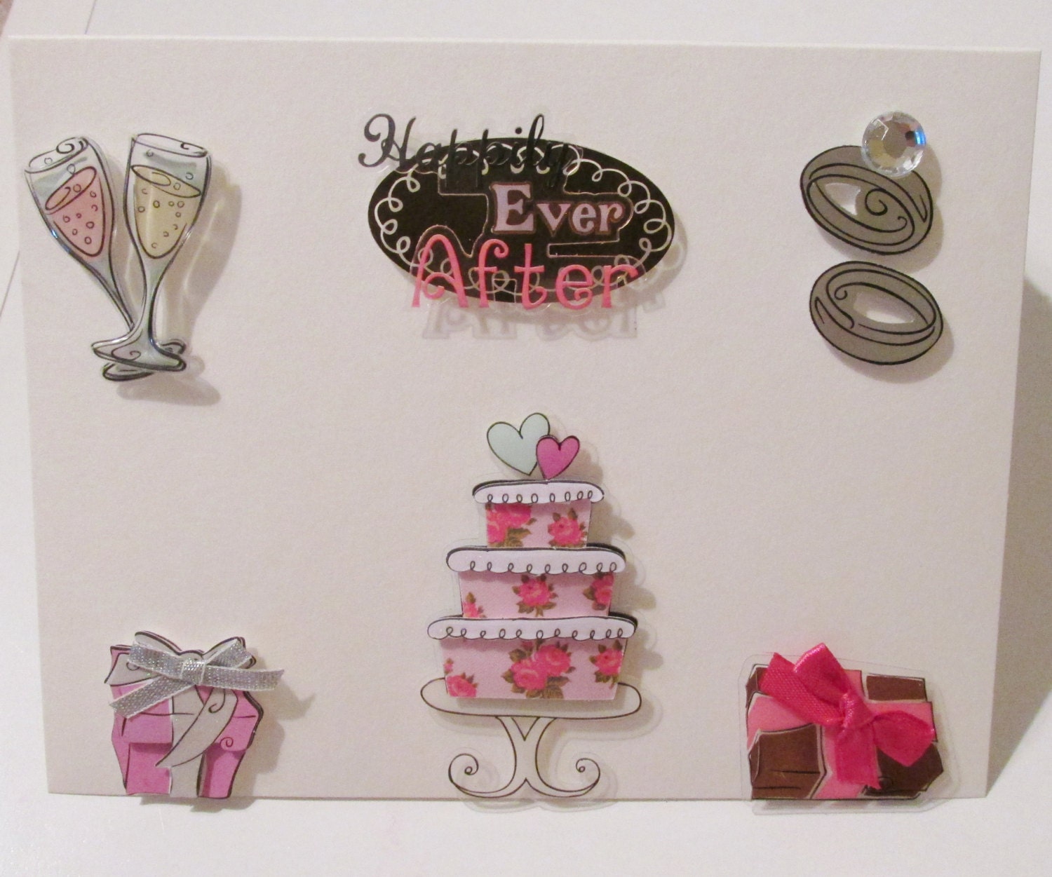Wedding Day Congratulations Happily Ever After Handmade Greeting Card