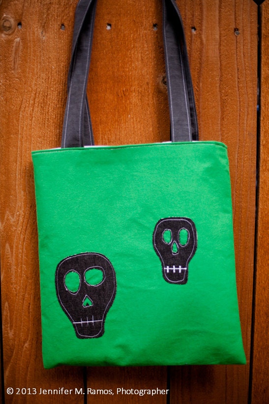 Skull-embellished book bag - Textile Fetish