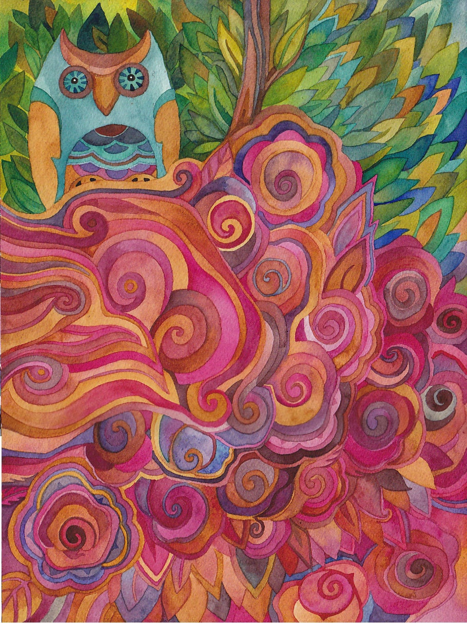 His Excellency, Lord Owl Original watercolor by Megan Noel