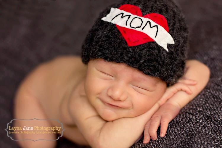 Valentine's Day Tattoo MOM Hat  newborn gray gray heart photography prop
