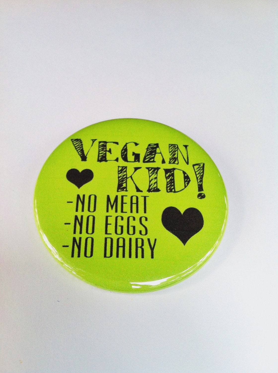 Green Vegan Kid 2.25 inch Pinback Button