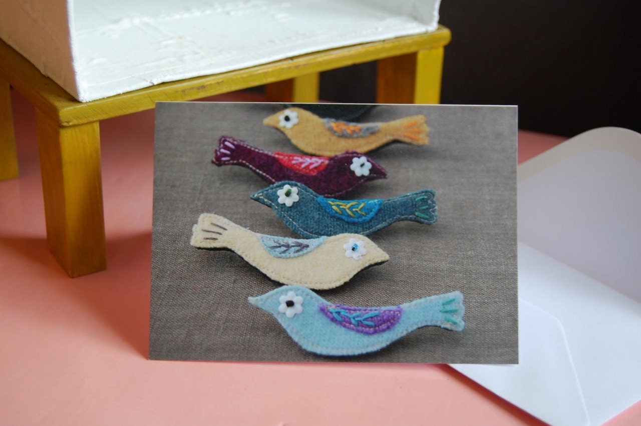 Greetings Card featuring image of textile birds