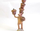 Spun Cotton Vintage Style Woodland Circus Nut Balancing Squirrel