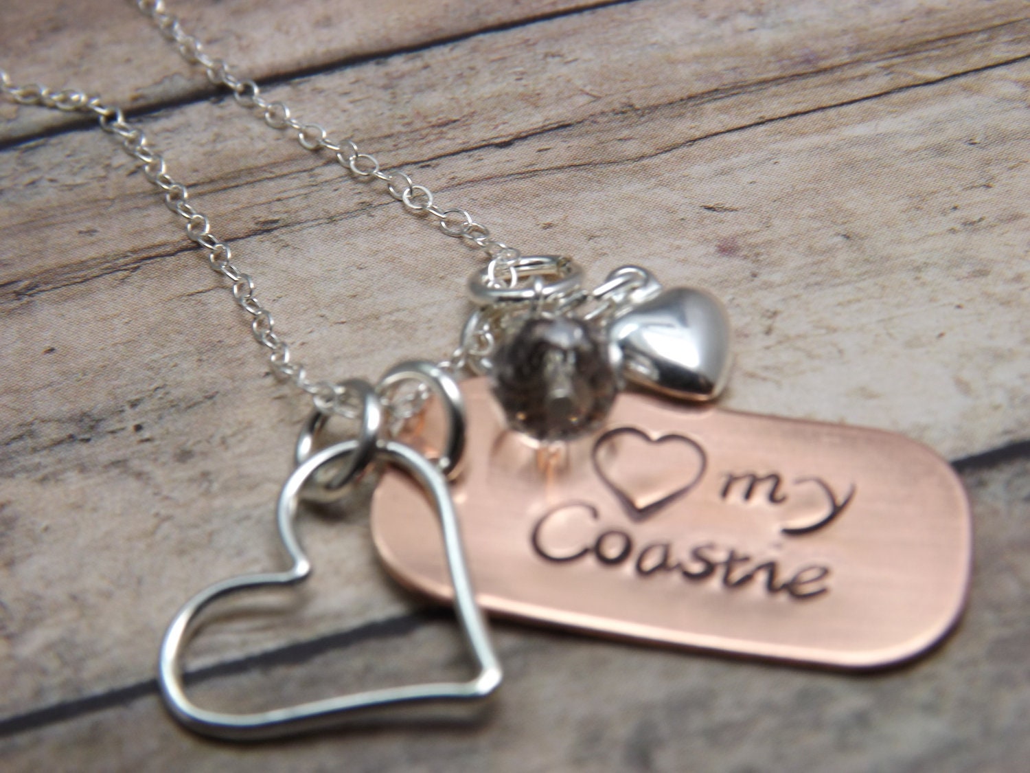 military necklace-hand-stamped-personalized-love my coastie-army-navy-marine-airforce