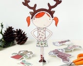 Clara Paper Doll, Dress Up Doll - The Christmas Special - Postcard Paper Toy