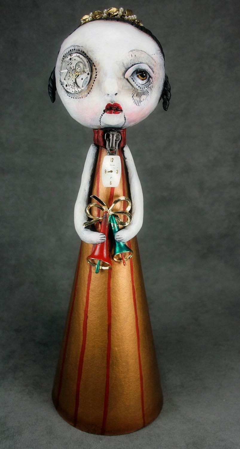 Steampunk Souls Art Doll Mixed Media Christmas Tree Topper Carol
