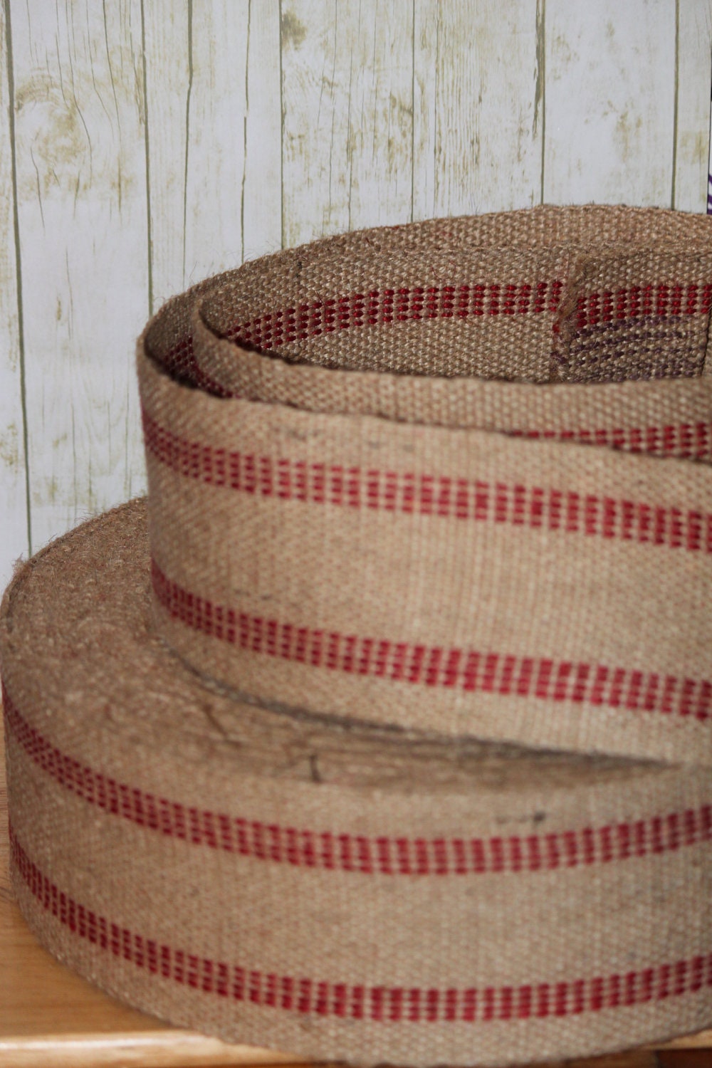 Jute Webbing Ribbon Red Stripes 5 Yards Il_570xn