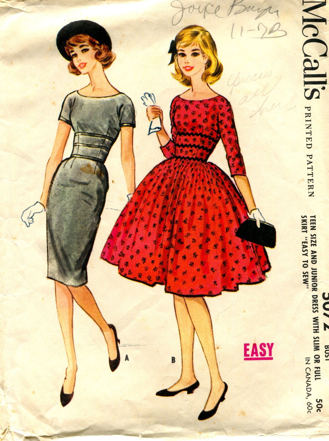 Custom Cotton Party Dress From a Vintage 1950's Pattern any size Plus Sized Dress
