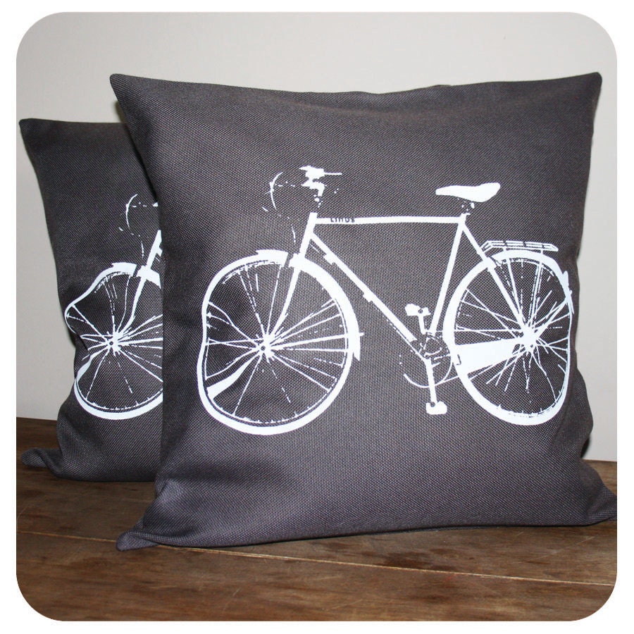 Bicycle Pillow Cover 16x16'' Grey