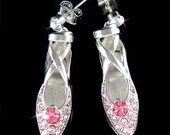 Pink Swarovski Crystal Ballerina Shoes Slippers Ballet Dance Earrings Christmas Gift New for The Nutcracker Swan Lake Lover - Kashuen