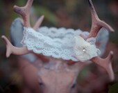 Handmade Woodland Wedding Bridal Garter - Wedding Accessories - Natural Cotton Rosette and Lace Butterfly Garter