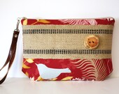 Bird on Branch Jute Wristlet