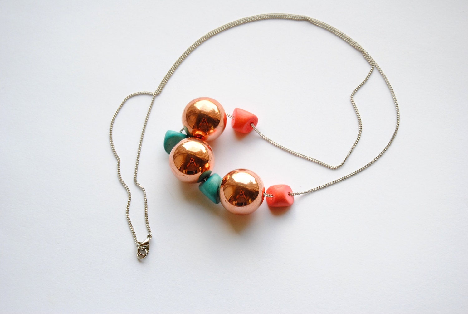 Neon Baubles Statement Necklace - Handmade Jewelry - Free Shipping in the US - Summer Fashion