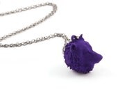 Purple Wolf Necklace, wolf head necklace, Modern animal necklace, mens cool jewelry, animal head, pendant necklace, gifts for him