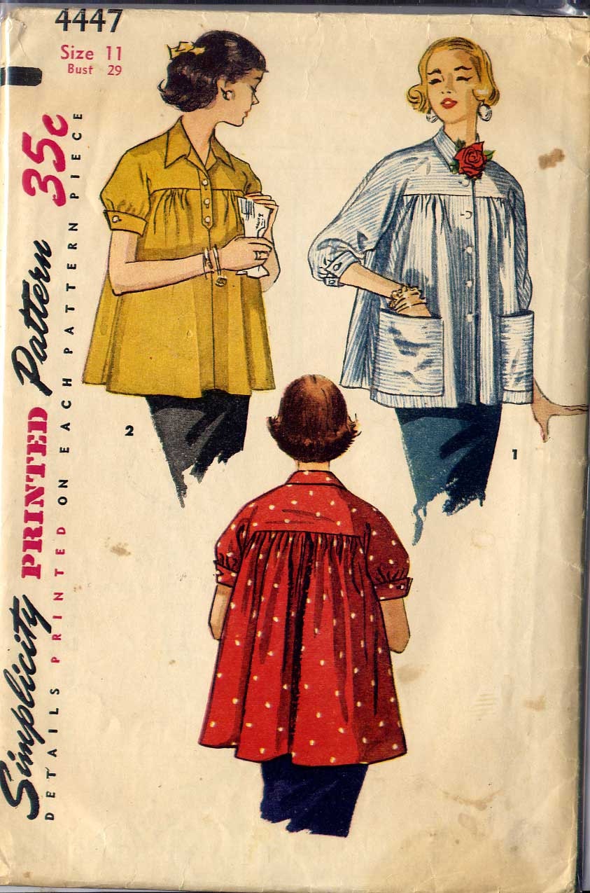 Vintage 1950s Maternity Smock Jacket Pattern- Size 11- Bust 29- Simplicity 4447