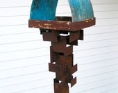 Build Series Bird Feeder No.12 - Modern abstract bird house sculpture garden decor outdoor robins egg blue