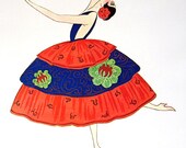 Theatrical Costume, Doeuillet, Dress and Cape, Paul Poiret, 1900's French Fashion Styles 1979 Vintage Book Plate