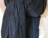 Coal Black Soft Long Scarf, wrap