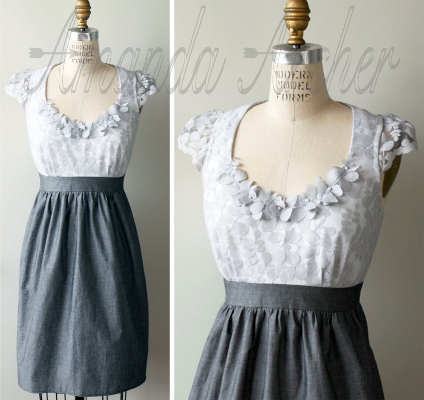 Enchantment Dress, Pewter and Charcoal Gray, MADE TO ORDER