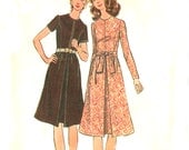 70s A Line Dress - Butterick 6433 - Jewel Neckline / Inverted Pleat - Vintage Sewing Pattern - Plus Size 18 / Bust 40