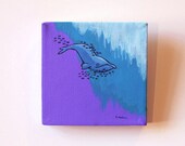 Acrylic Painting - Humpback Whale - Original Wall Art on Canvas 5x5 Inches