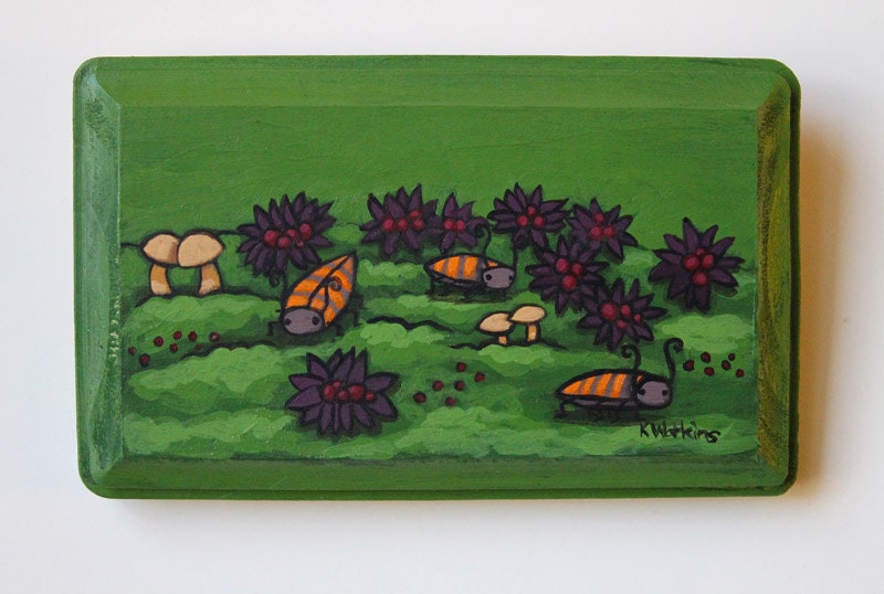Bugland - Original Wall Art Acrylic Painting on Wood