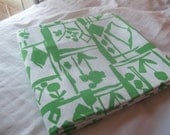 MOD 1960s Vintage Cotton Pique Green Abstract Design 37" wide 2 yards