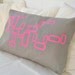 Grey lumbar linen pillow cover with retro neon design