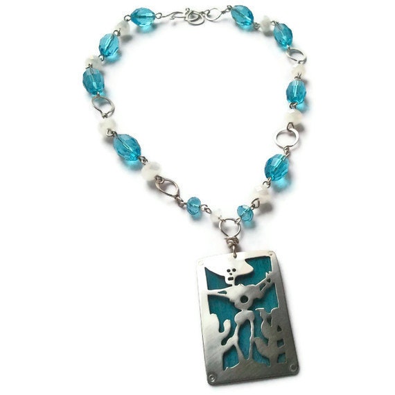 Day of the Dead Skeleton Playing Guitar Necklace