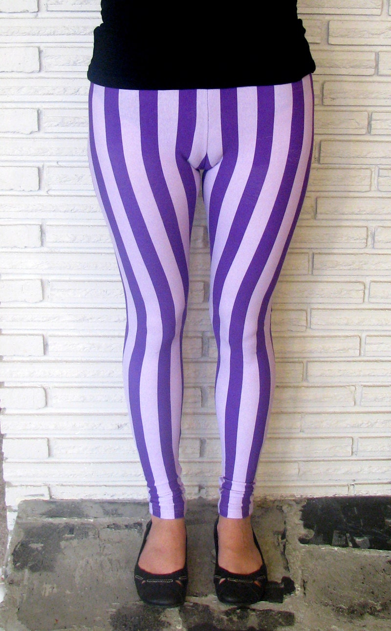 Purple Striped Leggings, Cirque Aerial Pants, Custom