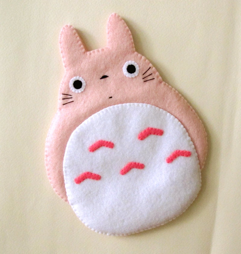Totoro My Neighbour Big Cute Kawaii Pink iPhone Camera Felt Case button closure Fairytale