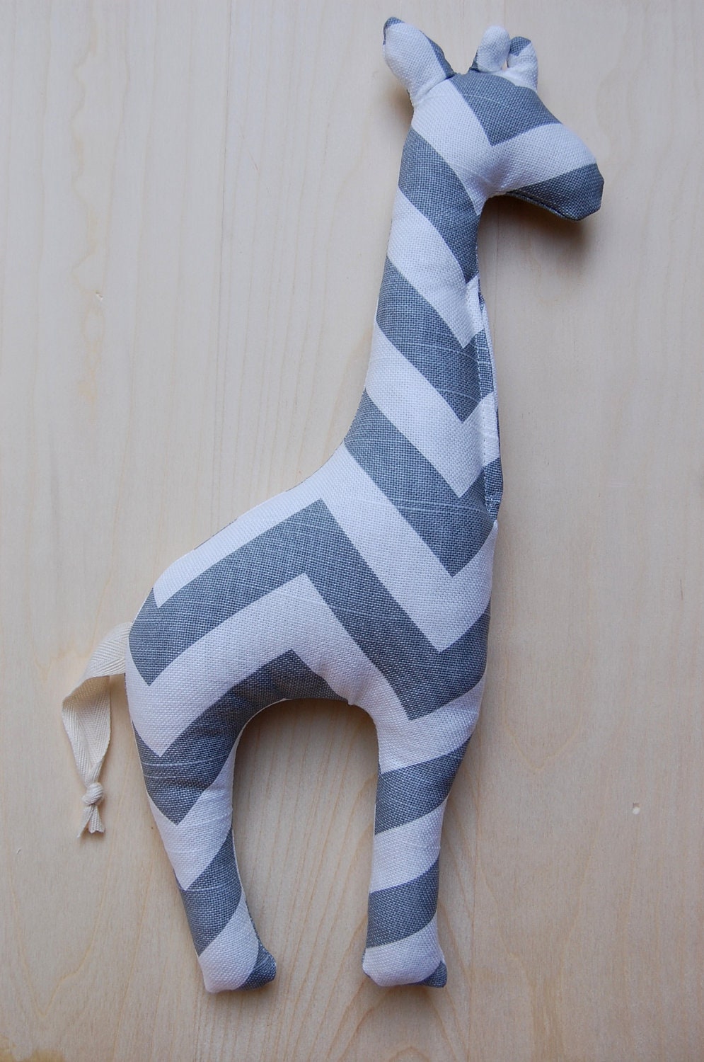 giraffe stuffed toy. grey and white chevron
