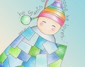 Sweet Sleep, Baby Scripture Art, Hand Drawn Illustration (8x10)