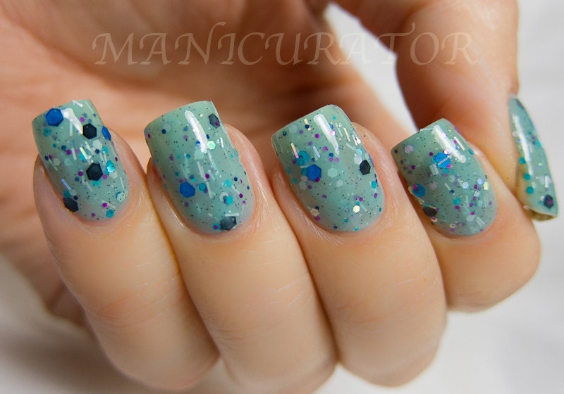 Proud Peacock Nail Polish - Teal Confetti Glitter Nail Polish - 0.5 oz Full Sized Bottle
