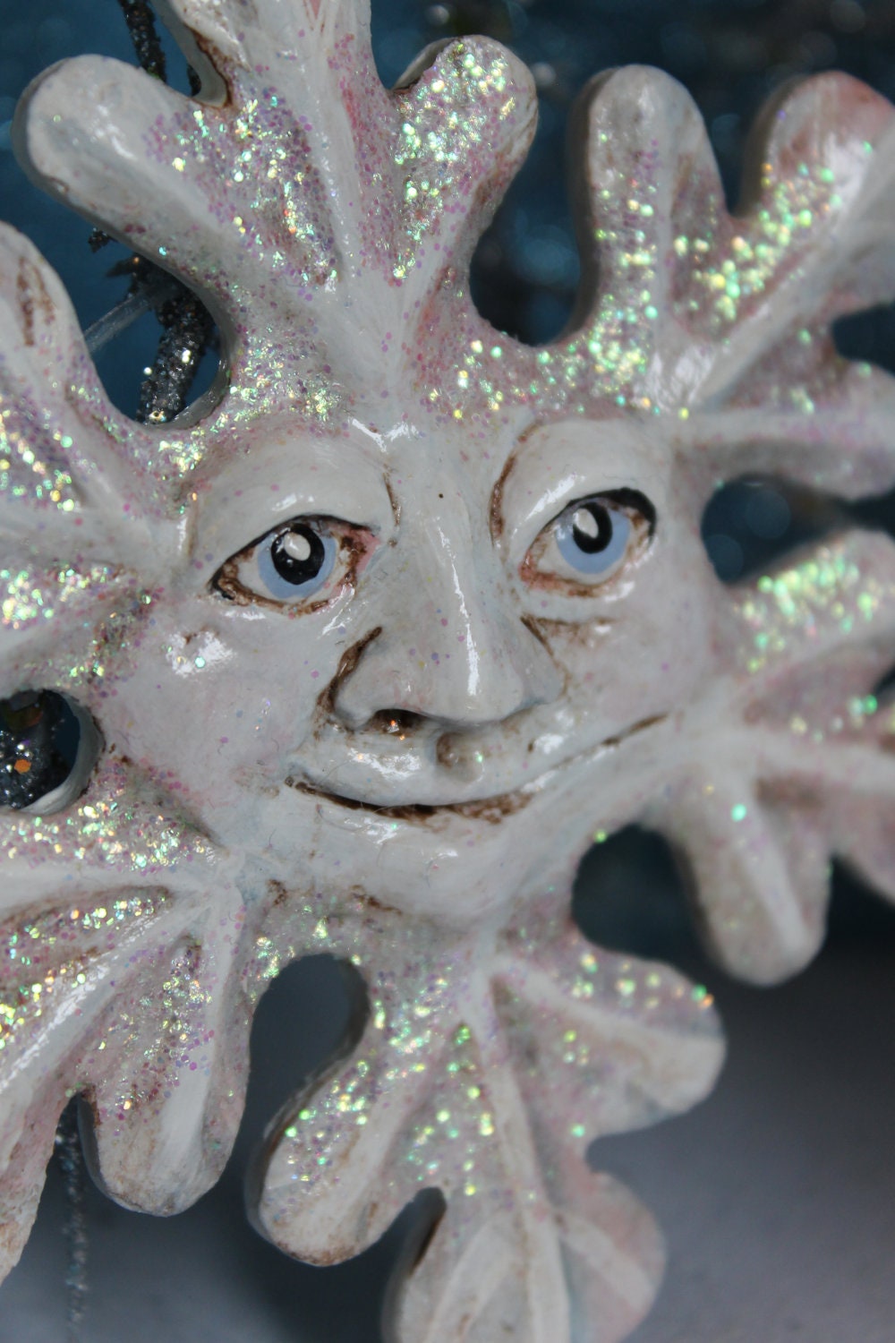 Old Man Winter Paper Clay Snowflake Ornament