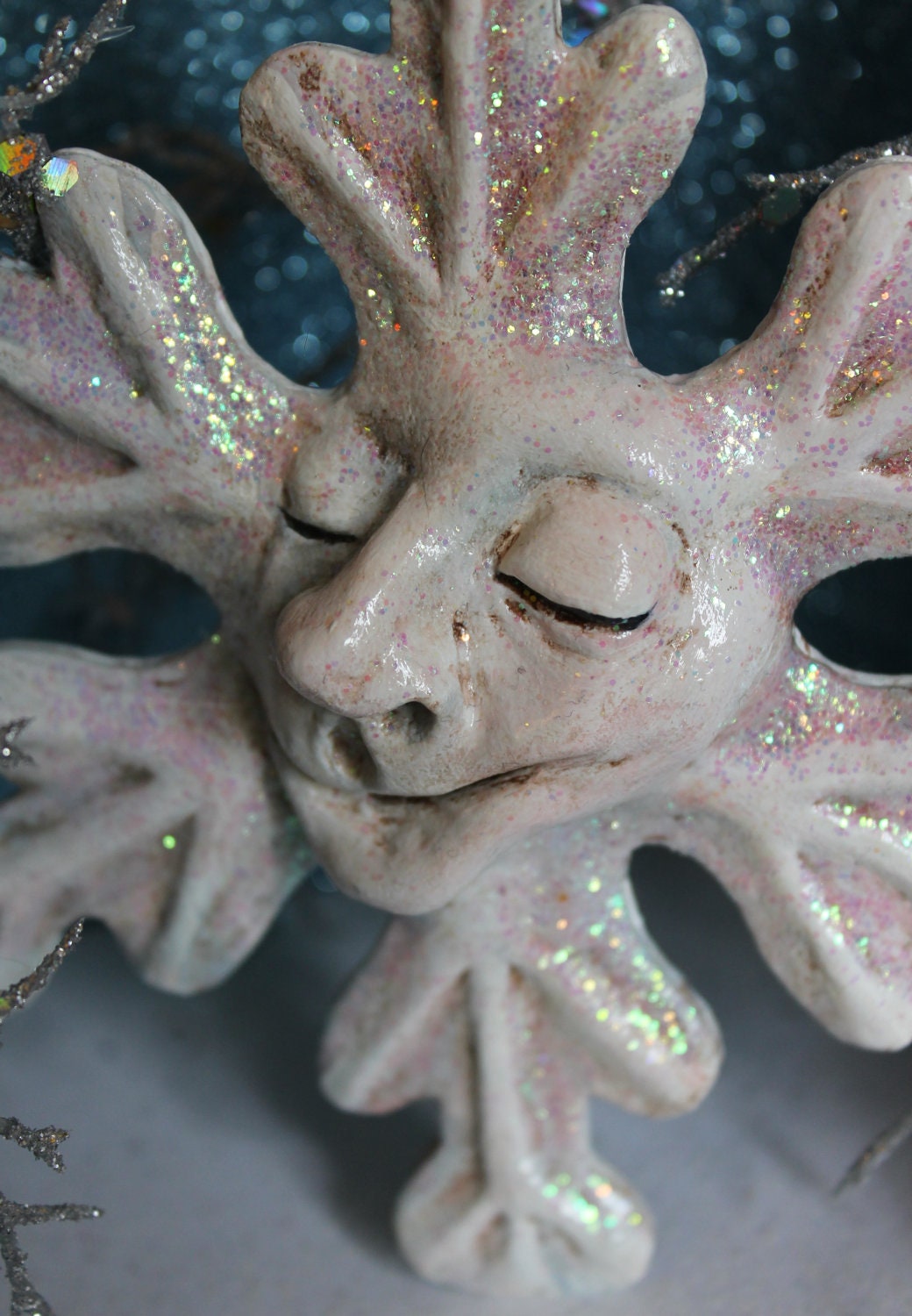 Folk Art  Paper Clay Snowflake Ornament