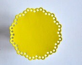 10 Large Paper Doily Stickers Envelope Seals Yellow