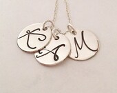 Triple Initial Necklace - Monogram Necklace - Personalized Necklace - Mother's Jewelry - Handstamped Necklace