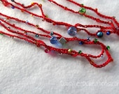 Crochet Beaded Bracelet or Necklace- Crochet Jewelry- Mix of bead shape and size- Heavily Beaded lariat style wrap- YOU CHOOSE color