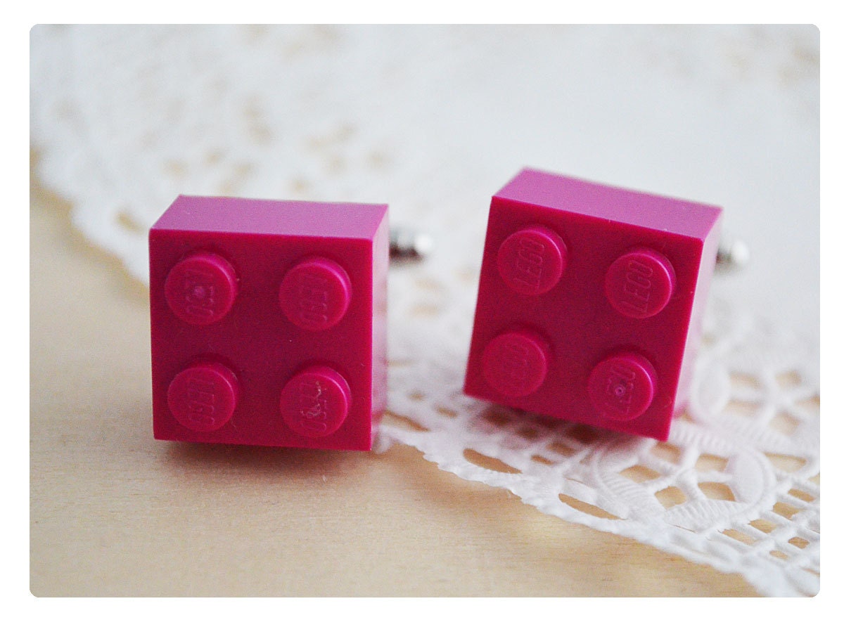 Cufflinks With LEGO Bricks - Maroon Pink Lego Cufflinks Groomsmen Gift - Graduation Gift