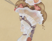 Ice Cream Sundae Marie Antoinette, 8x10 watercolor print