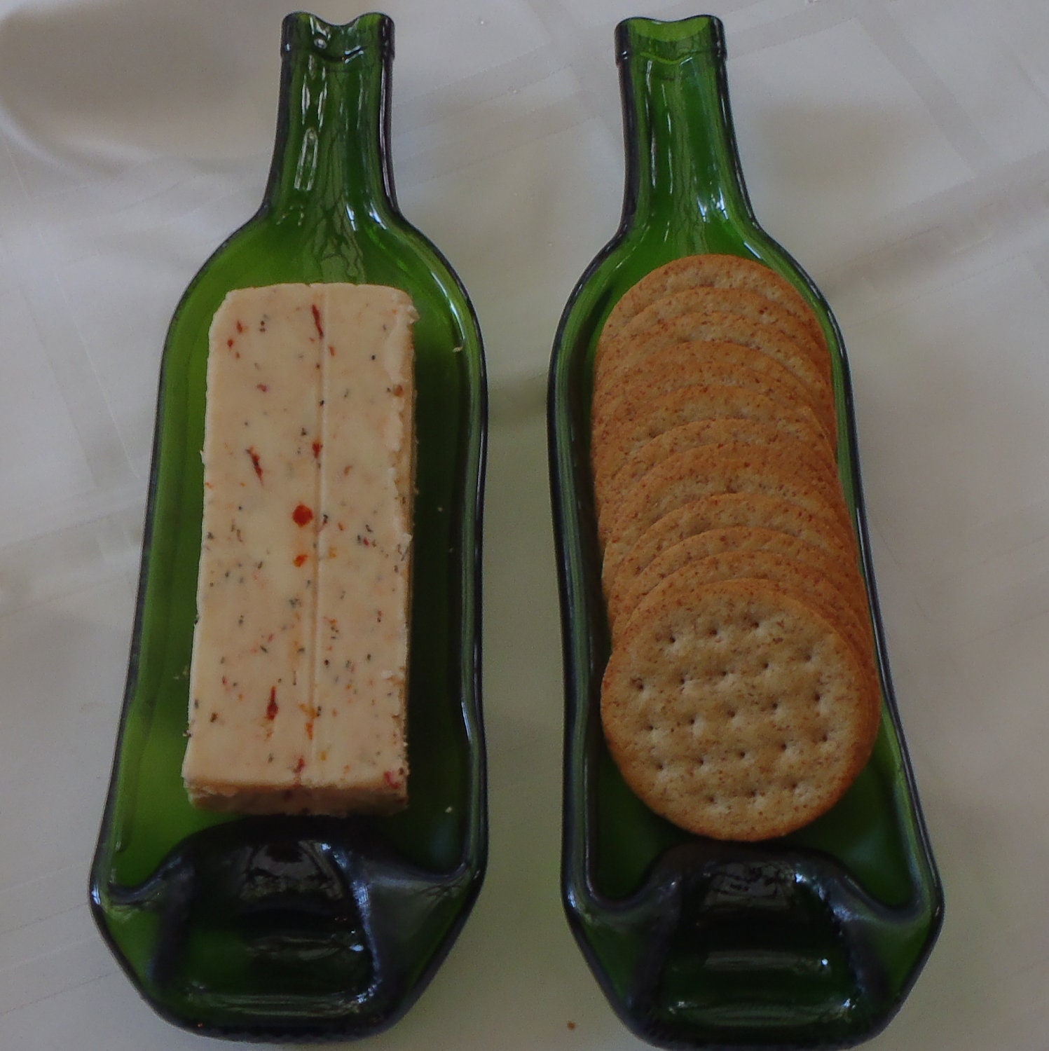 Upcycled wine bottle serving tray - spoon rest - cheese tray - olive dish - candy dish