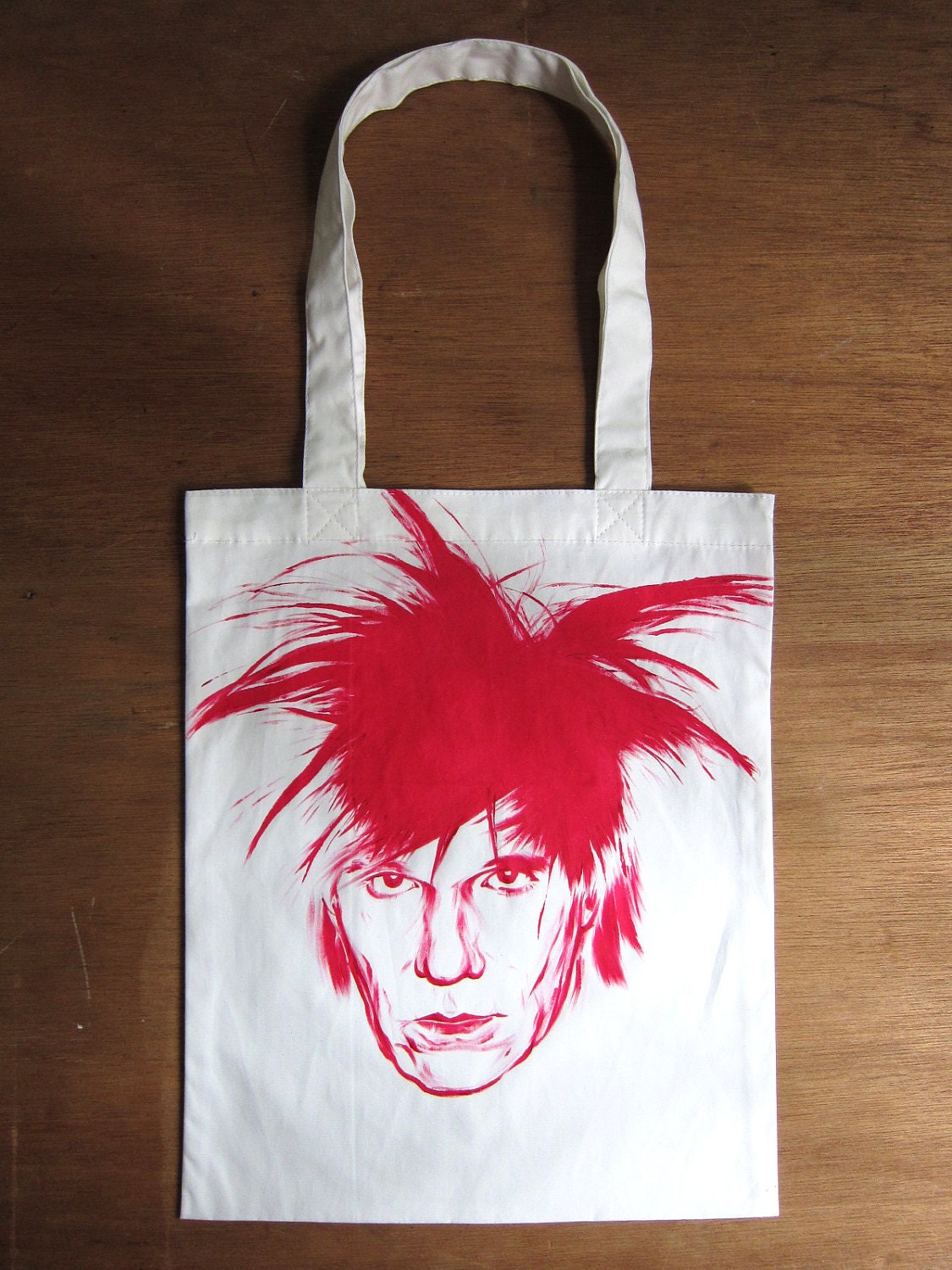 Andy Warhol - handmade hand painted tote bag (Face Version)