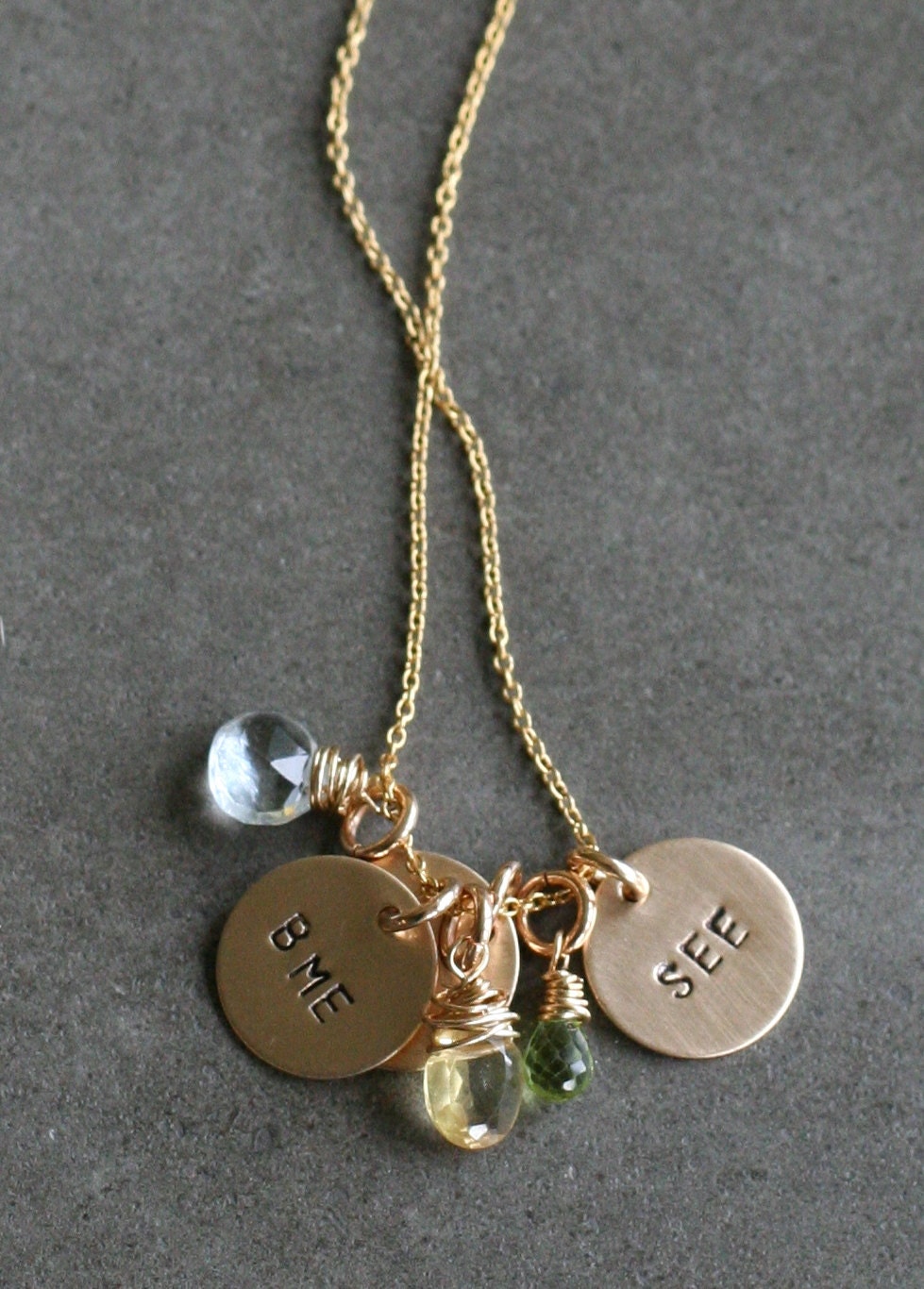 14k Gold Fill Initial Charm or Pendant - Small Disc or Heart
