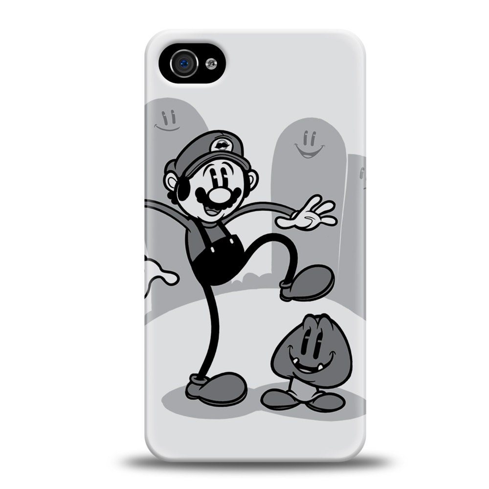 iPhone 4 case, Mario iPhone Case, Videogame, Nintendo, Geekery, Steamboat Willie, Hard case, Glossy Finish